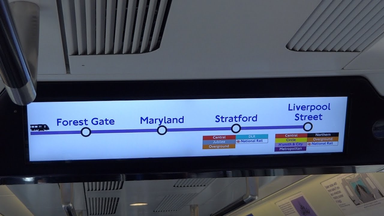 Elizabeth Line Class 345 Announcements & Passenger Information Screen- Liverpool Street to Shenfield