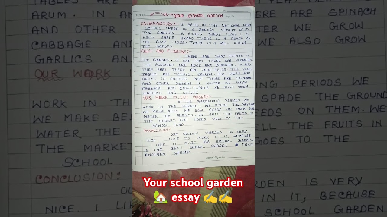 Your school 🏫 garden 🏡 essay 📝 in english#englishessay #viralshorts #schoolgarden #ytshorts