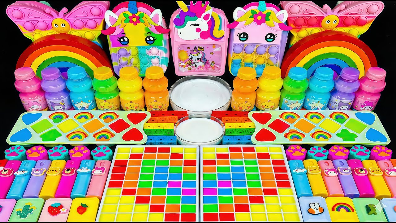 🌈 مزج السلايم المريح ASMR 🌈🦄 يونيكورن قوس قزح ماي ليتل بوني ضد السلايم اللامع | مزج عشوائي للسلايم