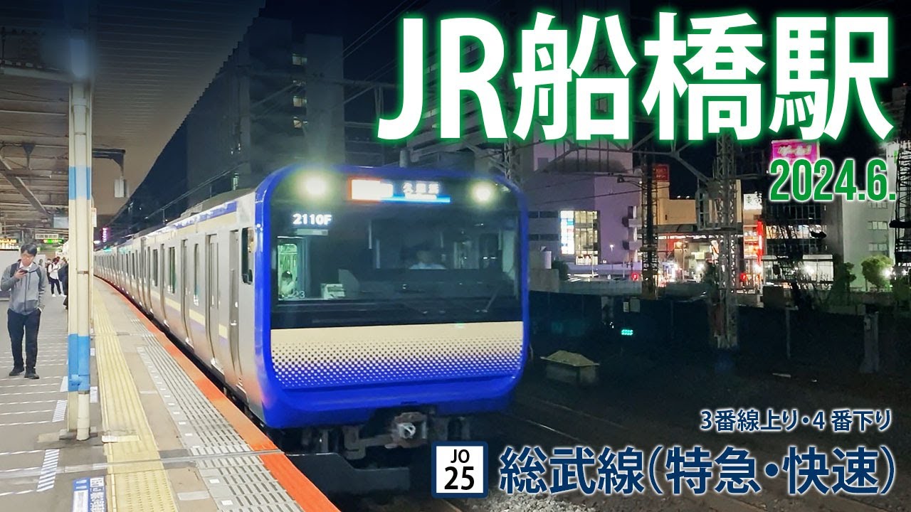 総武線（特急・快速）【JR船橋駅 JO-25 】2024.6.千葉県船橋市本町