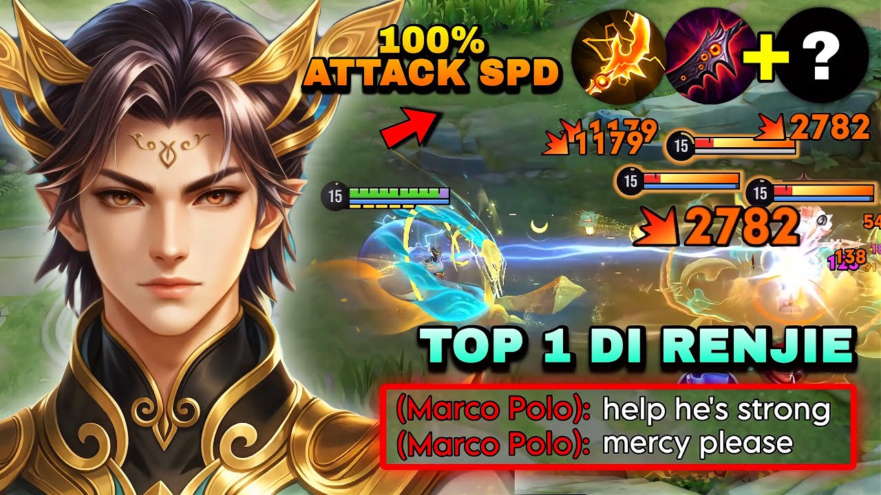 TOP 1 DI RENJIE 100% ATTACK SPEED + SEMI TANK BUILD IS TOO OVERPOWERED IN RANK! | HONOR OF KINGS