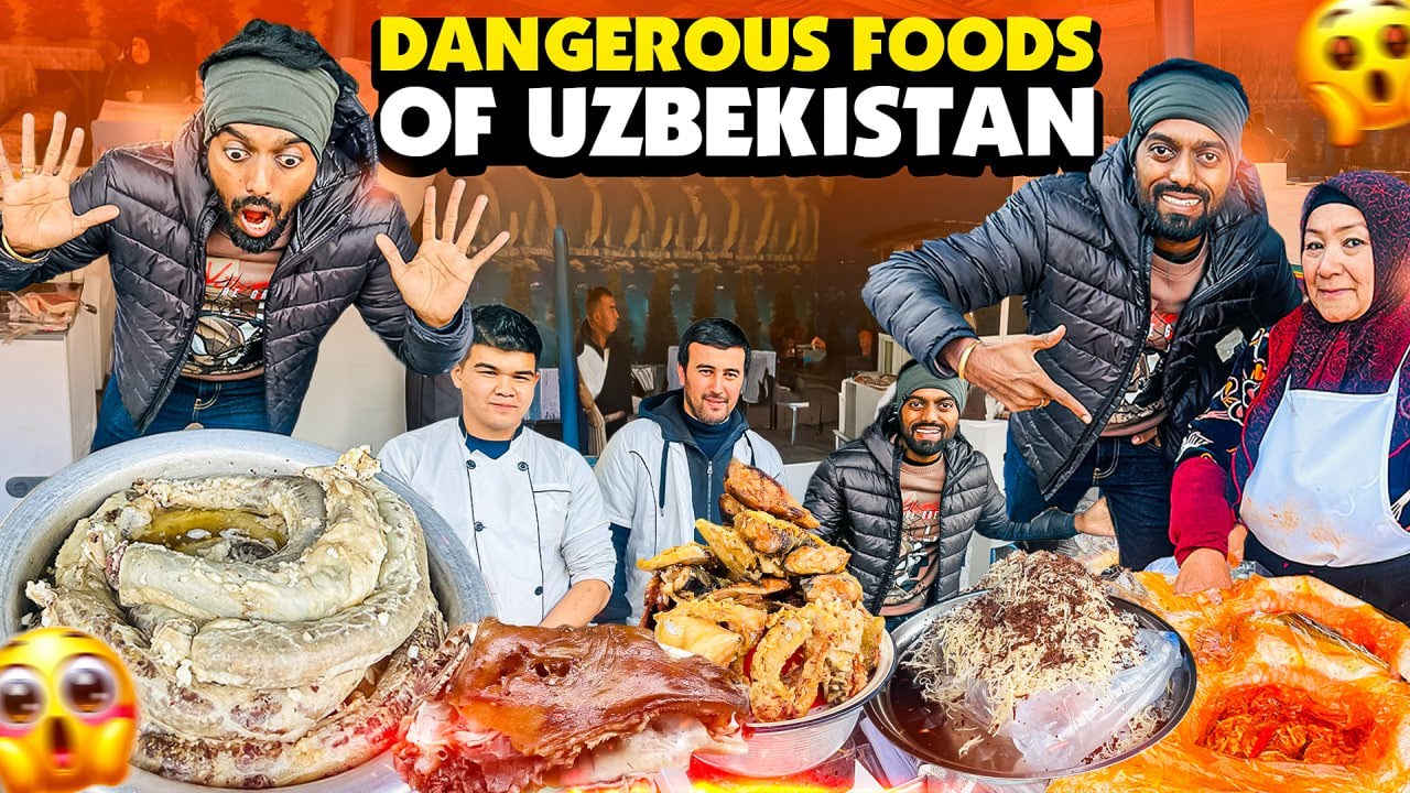 SCARY Street Foods - UZBEKISTAN !! Intestines to Horse Meat 😳 DAN JR VLOGS