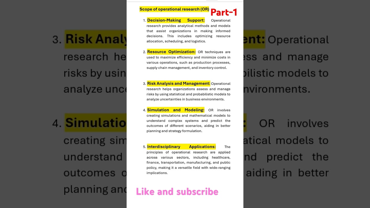 Scope of operational research # Part-1#B.com#M.com#BBA