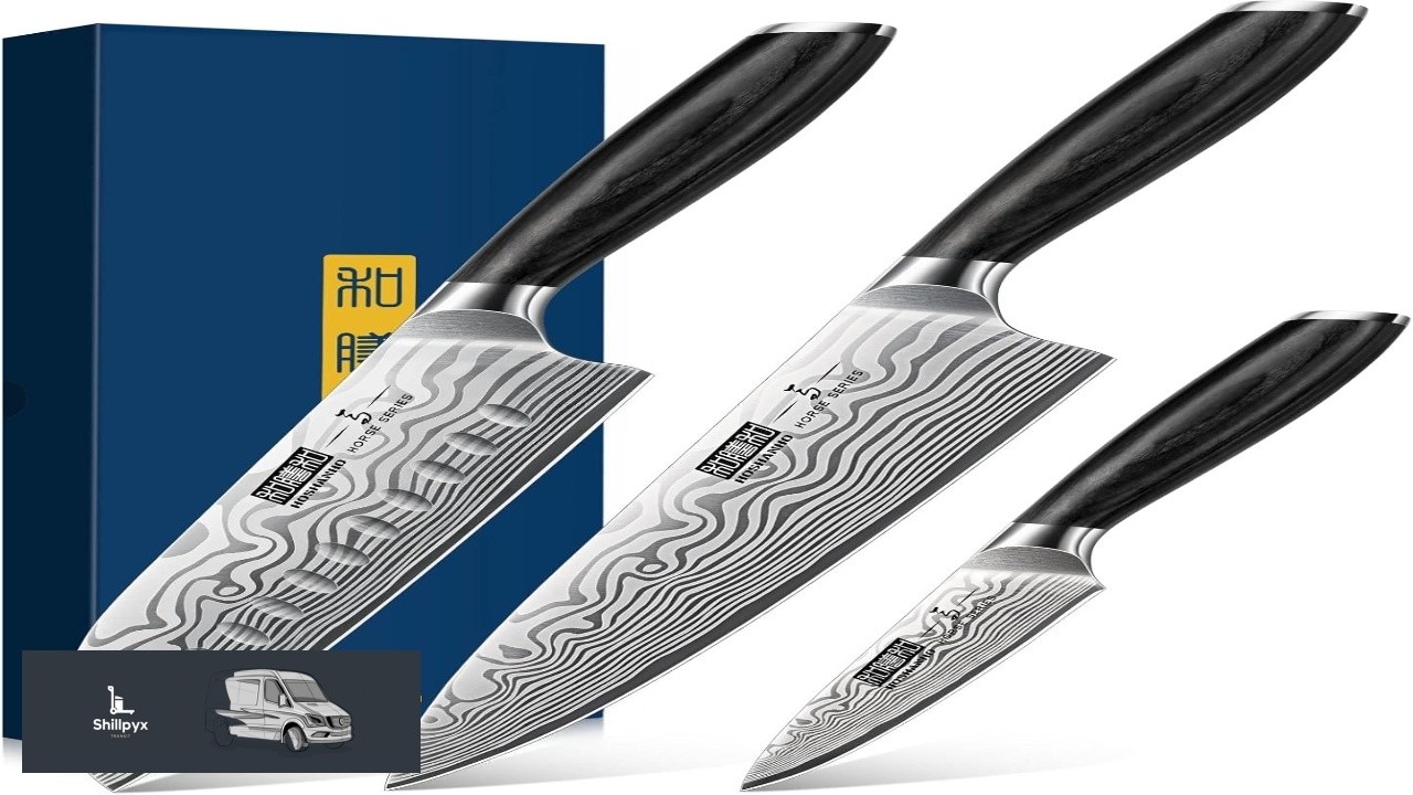 HOSHANHO 3 Pieces Knife Set Professional High Carbon Powder Steel Kitchen Knife