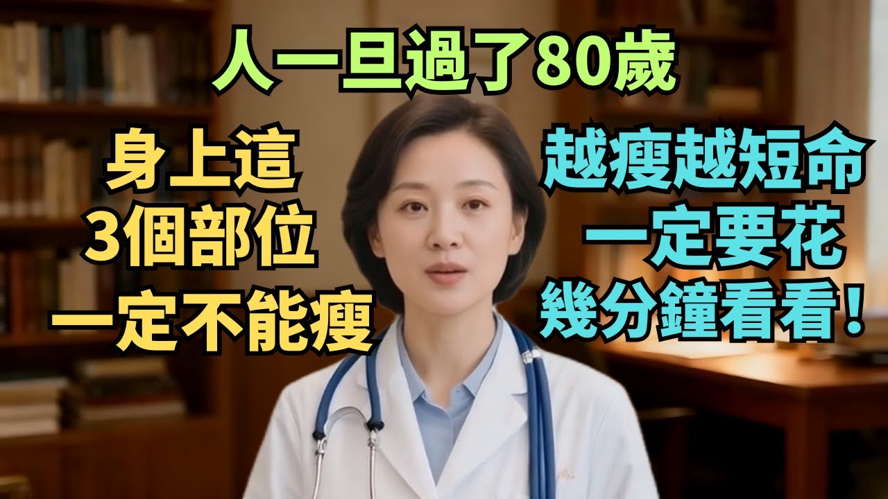 人一旦過了80歲，身上這3個部位一定不能瘦，越瘦越短命，一定要花幾分鐘看看！【安好人生】#老年健康 #80岁长寿秘诀 #长寿基因 #肌少症 #微胖长寿 #老人饮食 #中老年养生 #预防摔倒 #肌肉流失