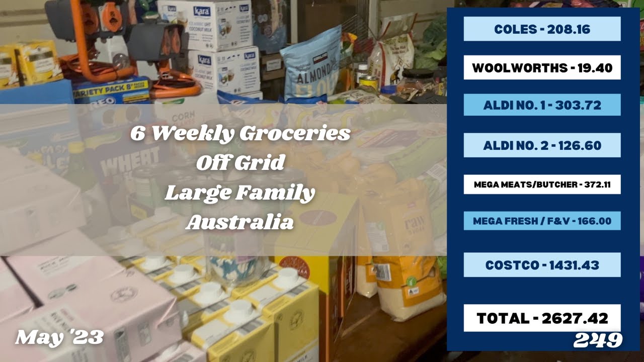 Six Weekly / Monthly Grocery Haul | Costco, Aldi, Coles, Woolworths etc | Off Grid Australia 249