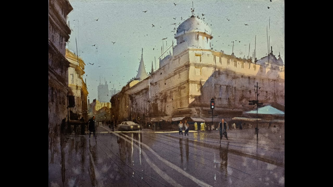 Watercolour Cityscape Painting | Ganesh Hire