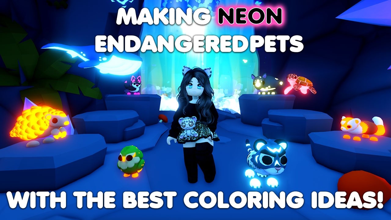 Making ALL the neon ENDANGERED PETS & Sharing the BEST coloring ideas in Adopt me!