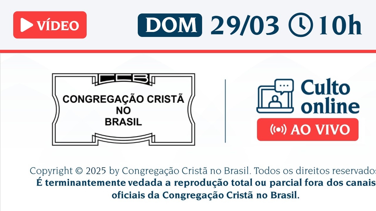 Santo Culto a Deus (V&iacute;deo) &ndash; DOM - 29/03/2026 10:00