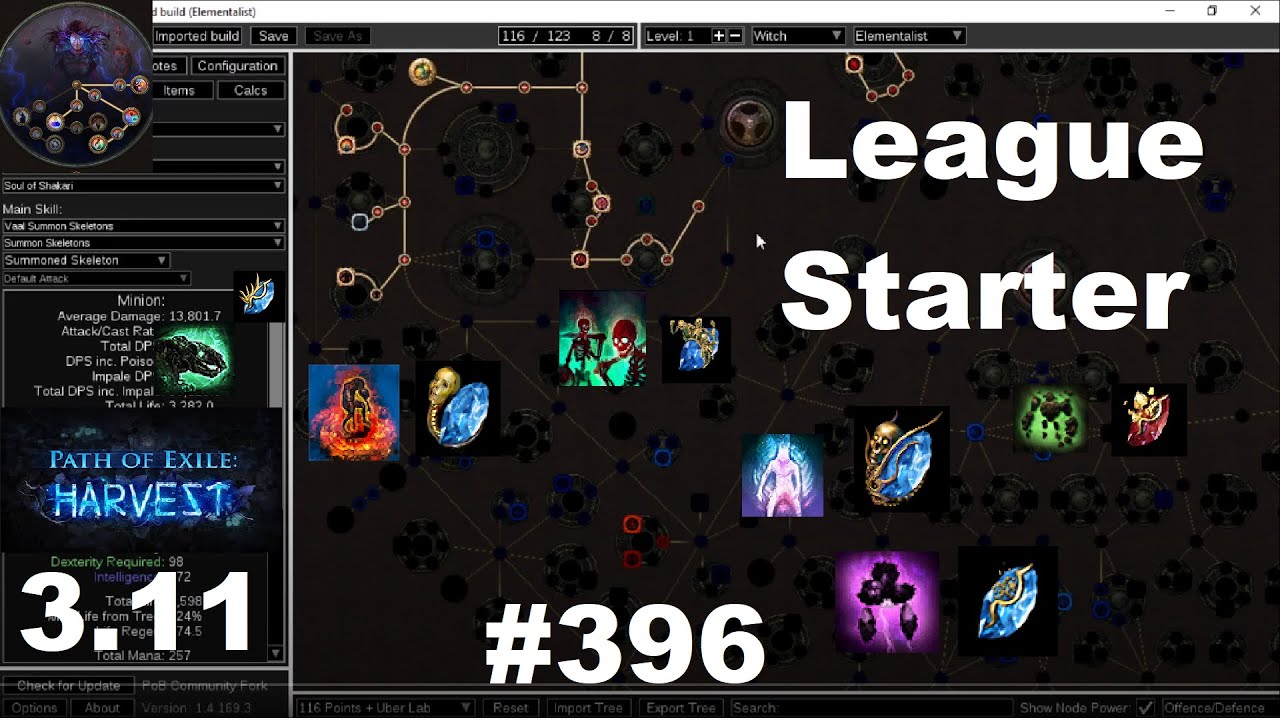3.11 HARVEST Passive Skill Tree For Summoner Elementalist League Start - 396