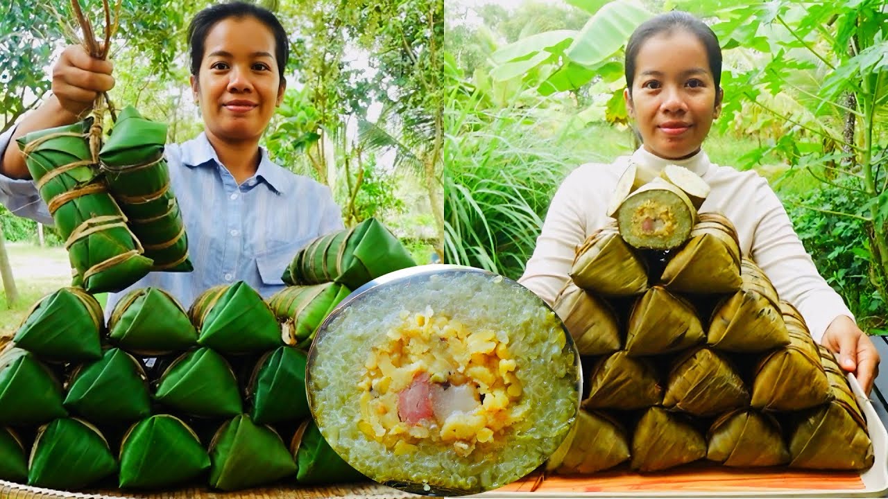 នំអន្សមជ្រូក Ansorm Chrouk (Khmer cake)