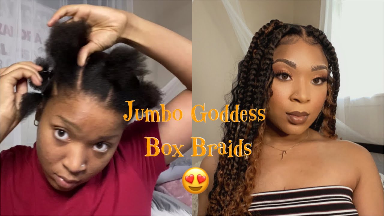 Jumbo Goddess Box Braids 🔥😍 (Rubberband method)