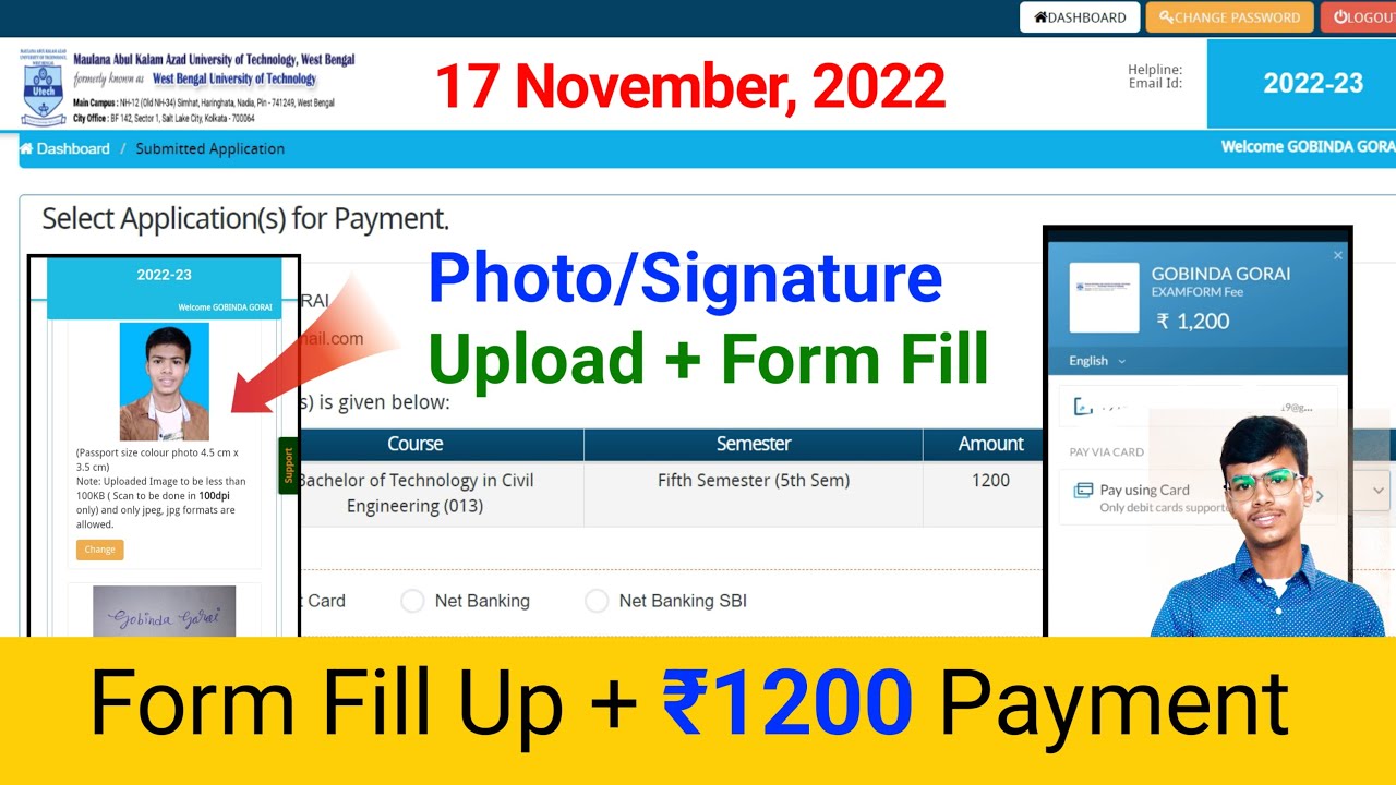 MAKAUT Exam Form Fill Up (Photo-Signature Upload) Rs 1200 Payment [Step By Step 2022]