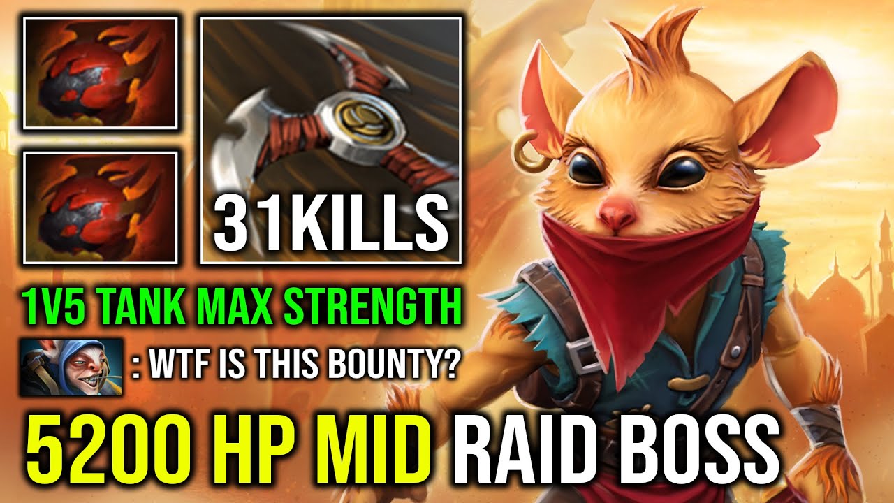 WTF 5200 HP RAID BOSS Solo Mid Bounty Hunter Against Meepo 1v5 Run At Them Dota 2
