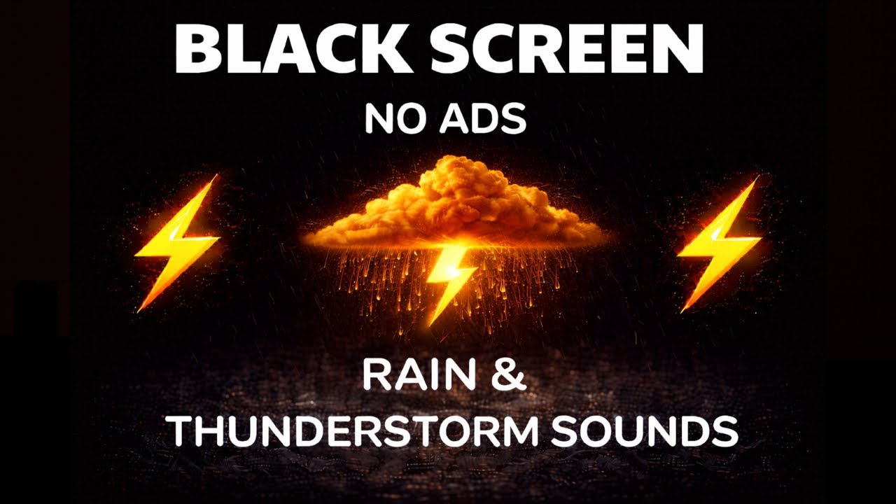 🔴 Heavy Rain Thunder – Black Screen | Focus Soundscape with Soft Relaxing Music