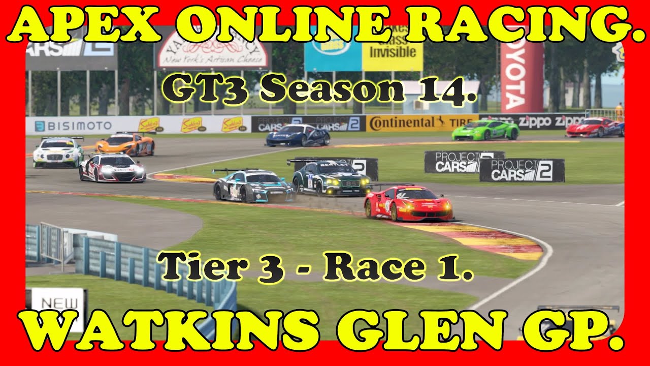 ApexOnlineRacing | PS4 GT3 League |  Season 14 | Tier3 | Race 1 | Watkins Glen GP | Project Cars 2