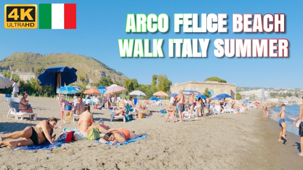 Beach Walk Naples | Arco Felice Walking Tour | Summer 🇮🇹 | August 2023 - 4K