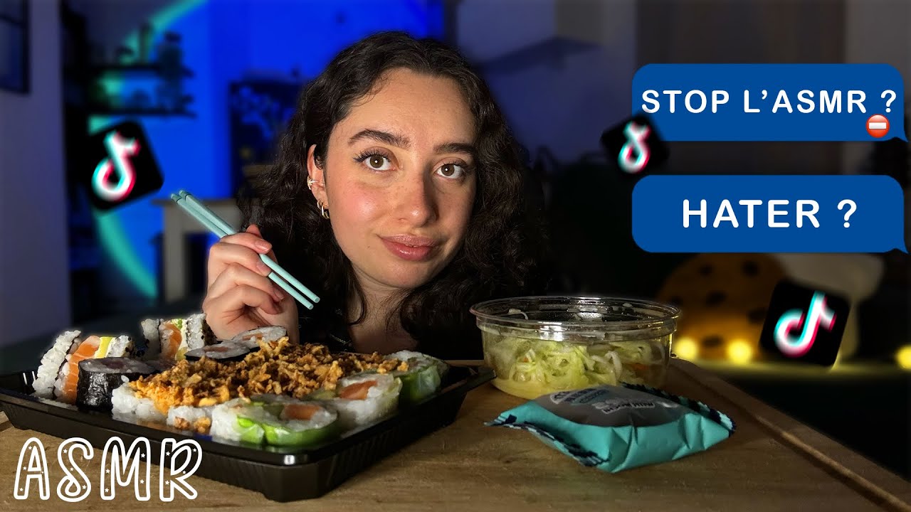 🌙 ASMR FRANÇAIS : CHIT CHAT DÉGUSTATION DE SUSHIS 🍣 (nouveau projet, haters, collaboration...)