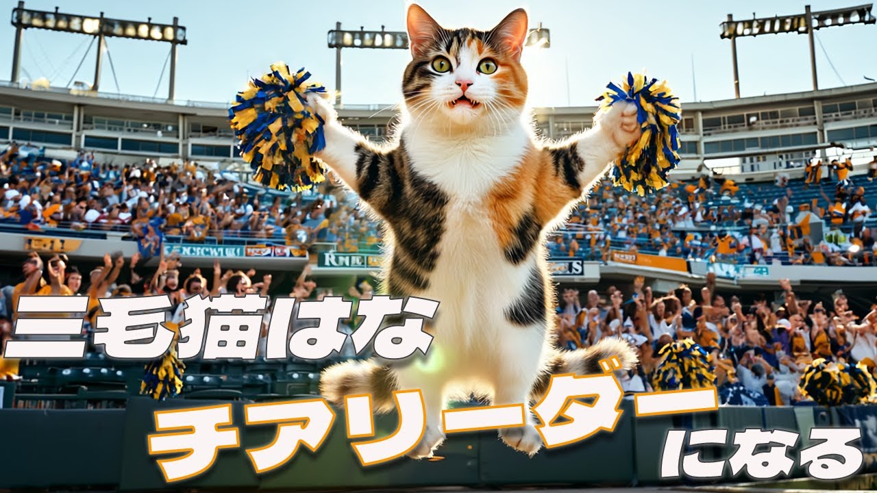 【はたらくねこ】三毛猫はな、チアリーダーになる📣🐾