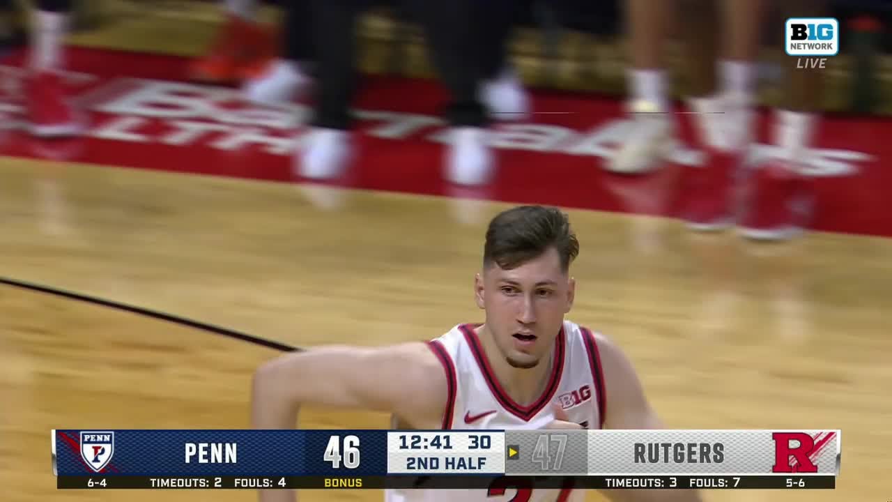 Denis Badalau Scores on the Euro Step vs. Penn | Rutgers Basketball