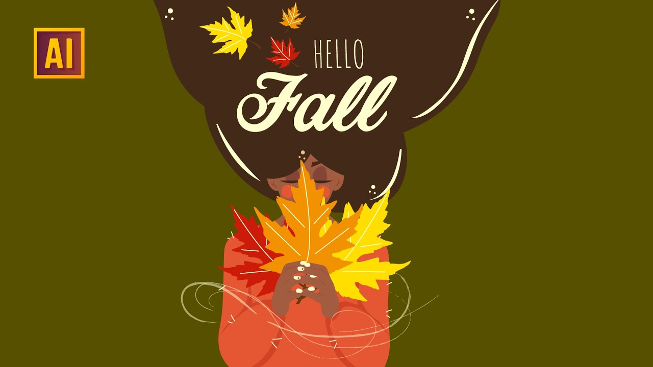 HOW TO DRAW AN AUTUMN GIRL WITH LEAVES IN ADOBE ILLUSTRATOR