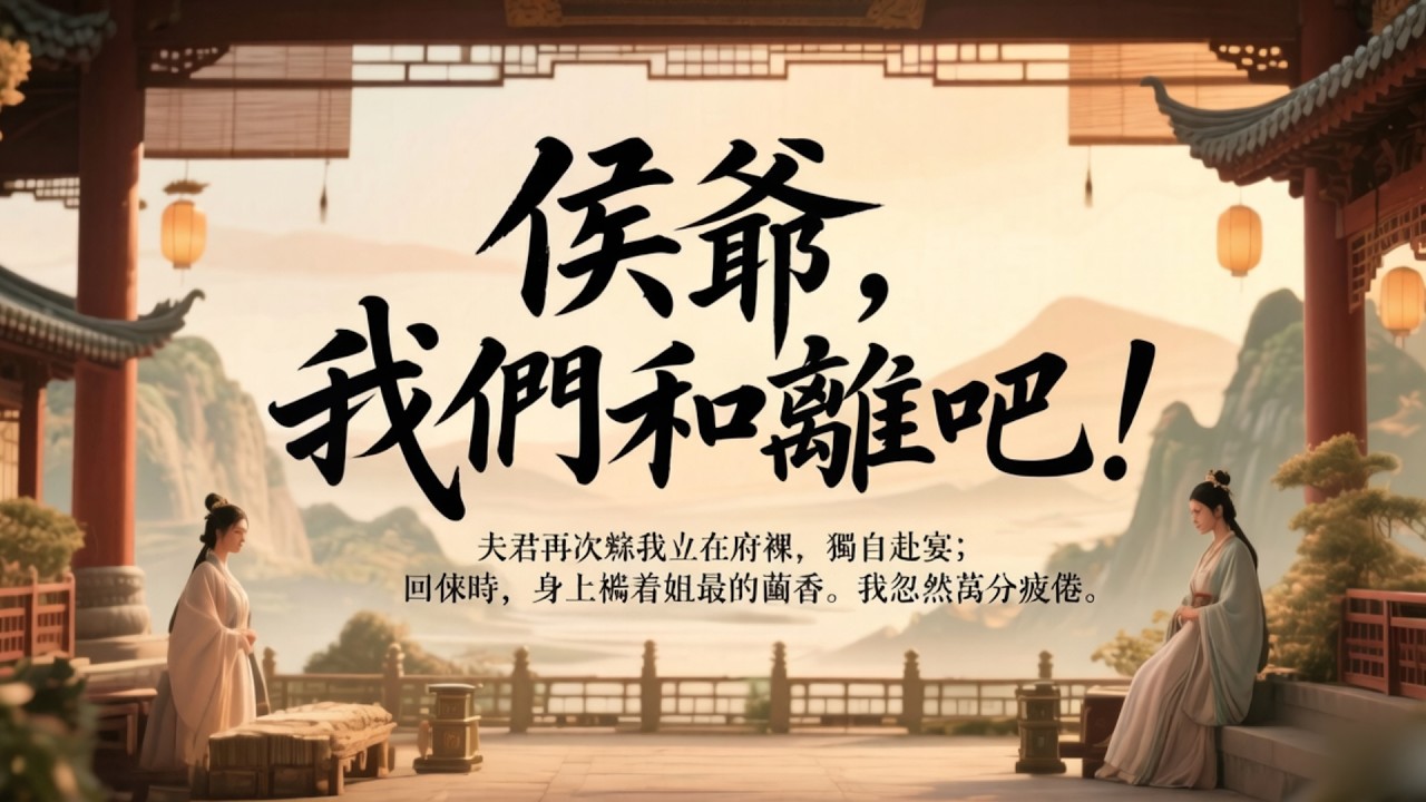 夫君再次將我丟在府裡，獨自赴宴；回來時，身上籠着嫡姐最愛的幽蘭香。我忽然萬分疲倦，翌日，我截住他上朝的車駕：侯爺，我們和離吧！#爽文 #有声小说 #情感 #古风