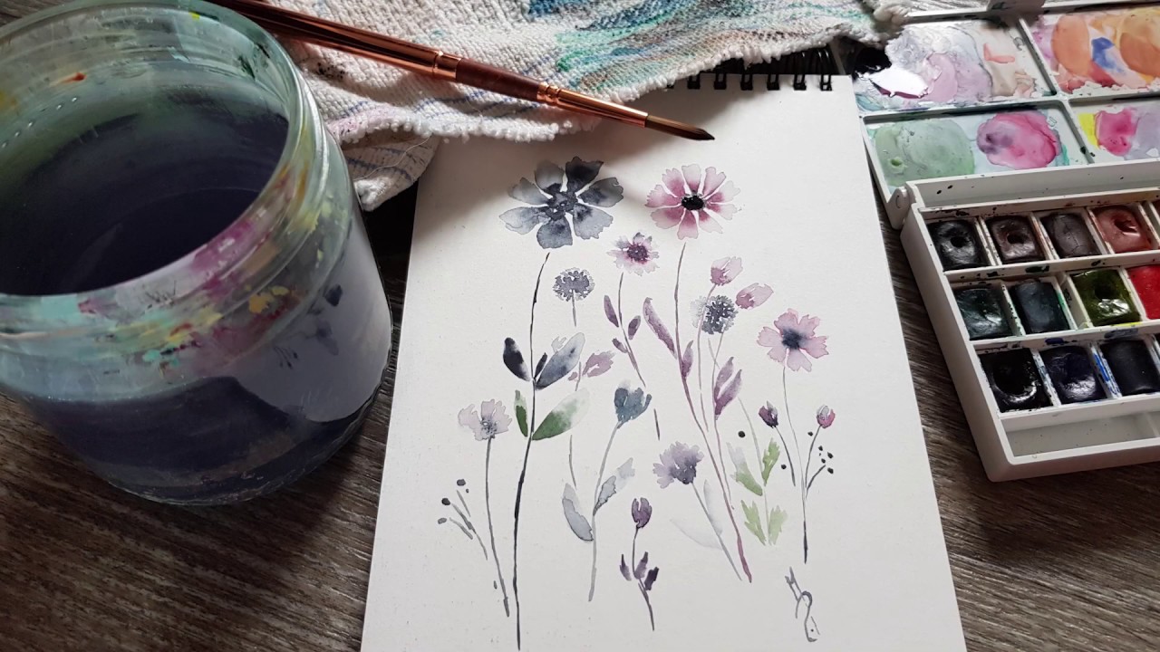 ASMR - Relaxing watercolor flowers (no talking)