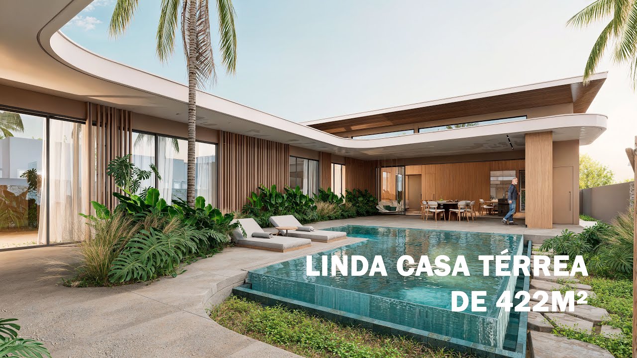 LINDA CASA T&Eacute;RREA CONTEMPOR&Acirc;NEA DE 422M&sup2;  LOTE 20X40 TOUR D5 ANIMA&Ccedil;&Atilde;O