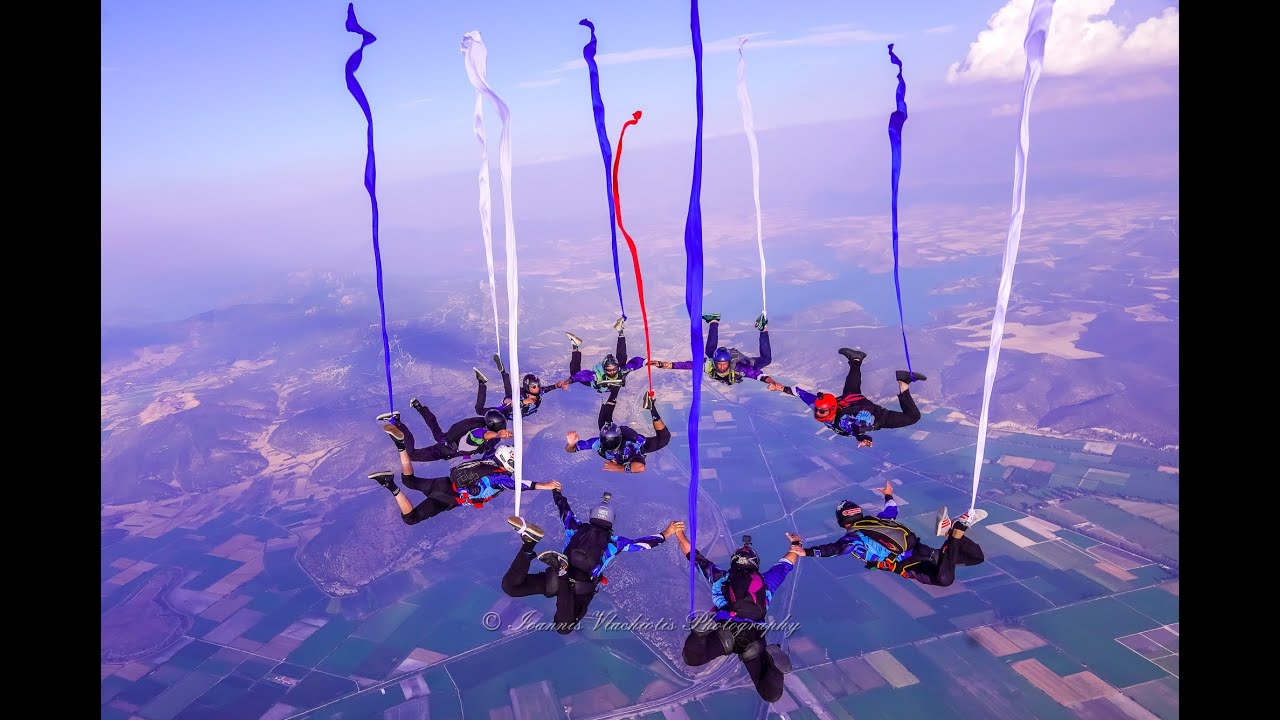 Greek skydivers (with Flag colors) at 14000ft 