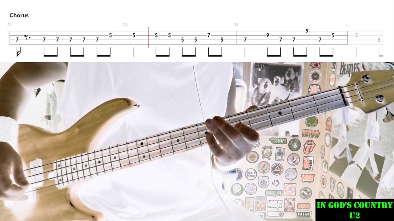 In God's Country by U2 - Bass Cover with Tabs Play-Along