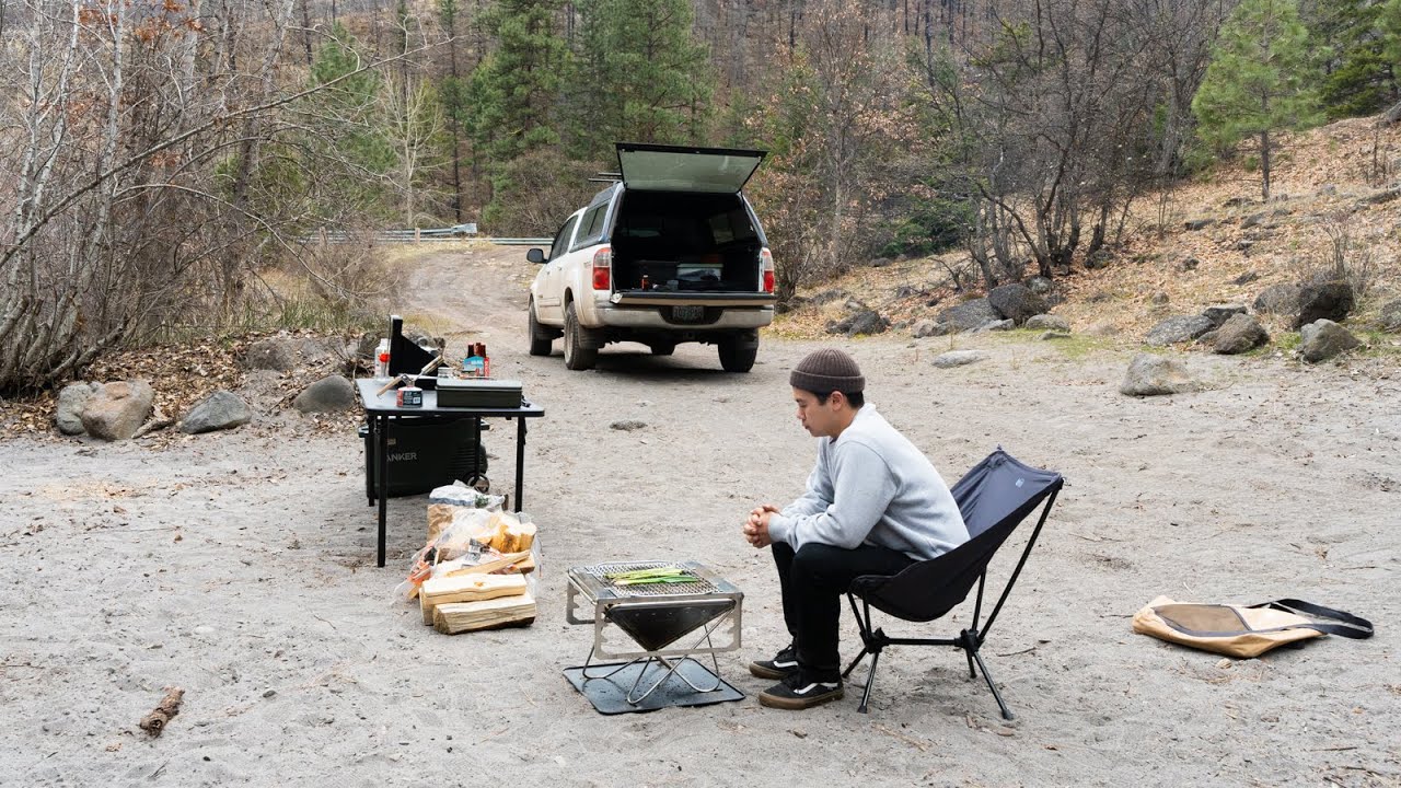 A Tasty Solo Camp Meal Cooked on the River (Wagyu Beef Korean BBQ)