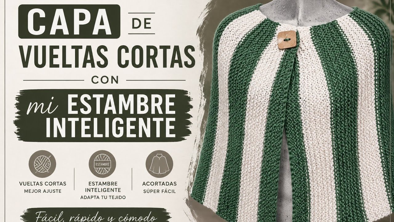 Capa, Poncho a Dos Agujas de Vueltas cortas/Tejiendo Con Leonardo