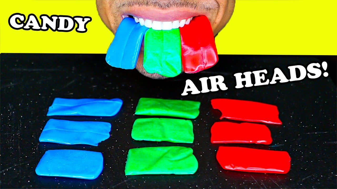ASMR EATING AIR HEADS *STICKY CHEWY SMACKING CANDY SOUNDS TINGLES* BIG LIPS NO TALKING MUKBANG