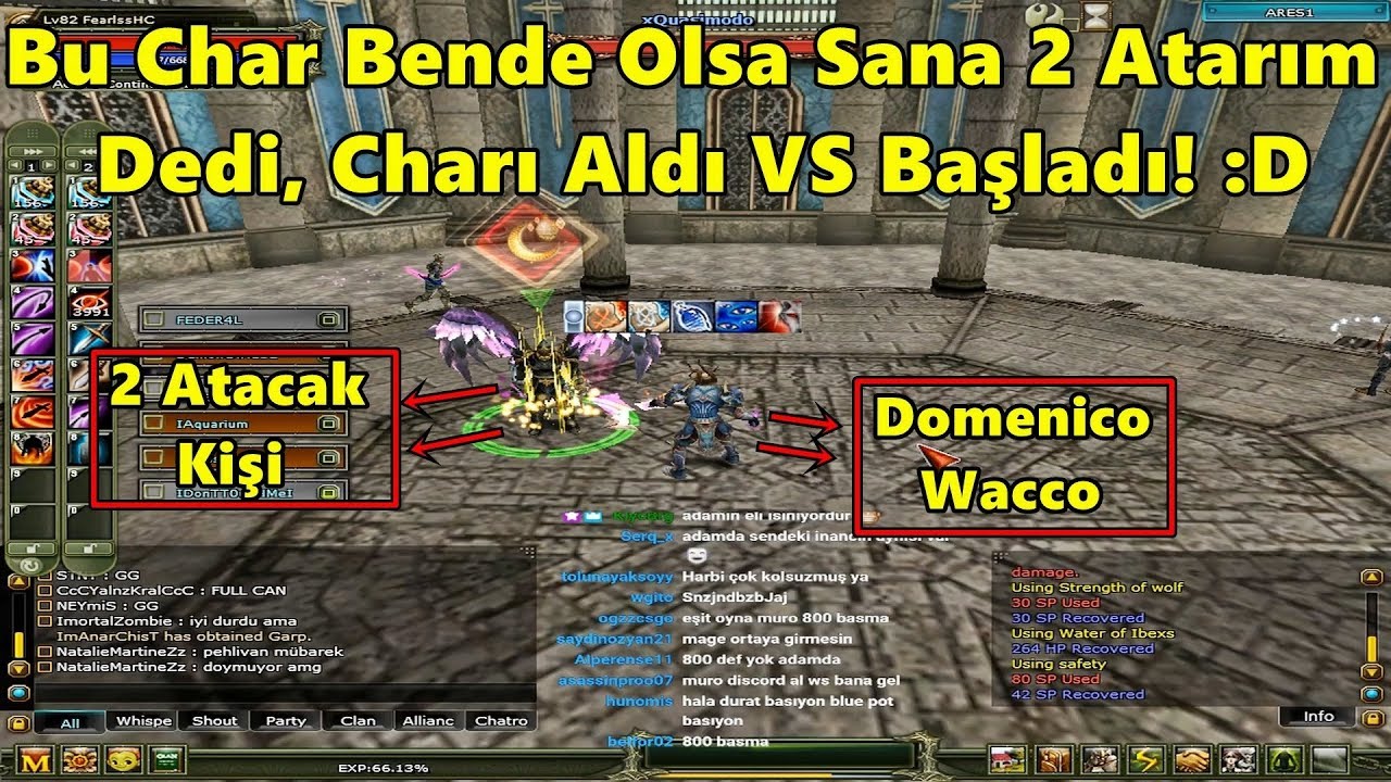 DomenicoWacco - Yayındayken Bu Char Bende Olsa Sana 2 Atarım Diyen Kişiyle VS Atarsa! Knight Online