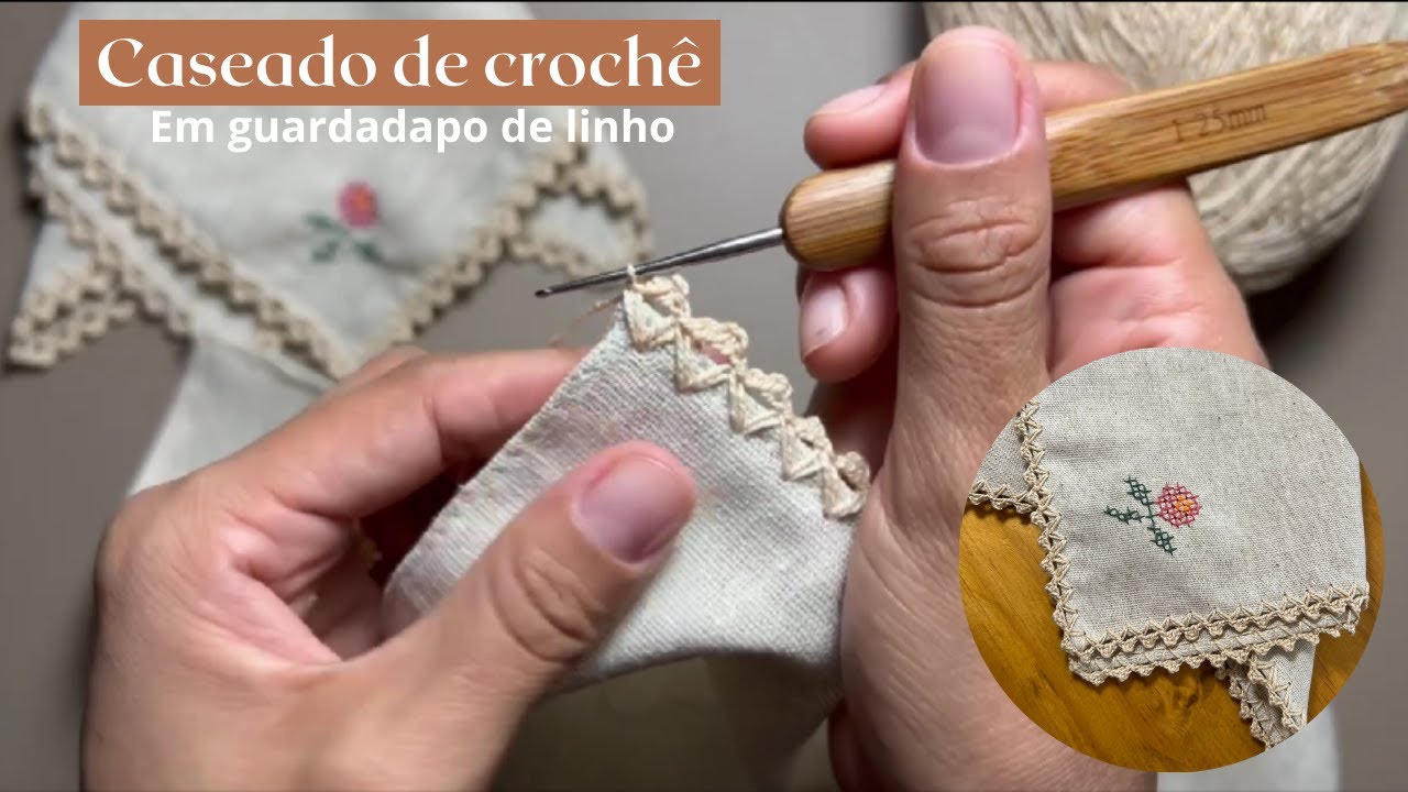 Caseado de Crochê em guardanapo de linho - Participação no Faça Você Mesmo da TV Aparecida