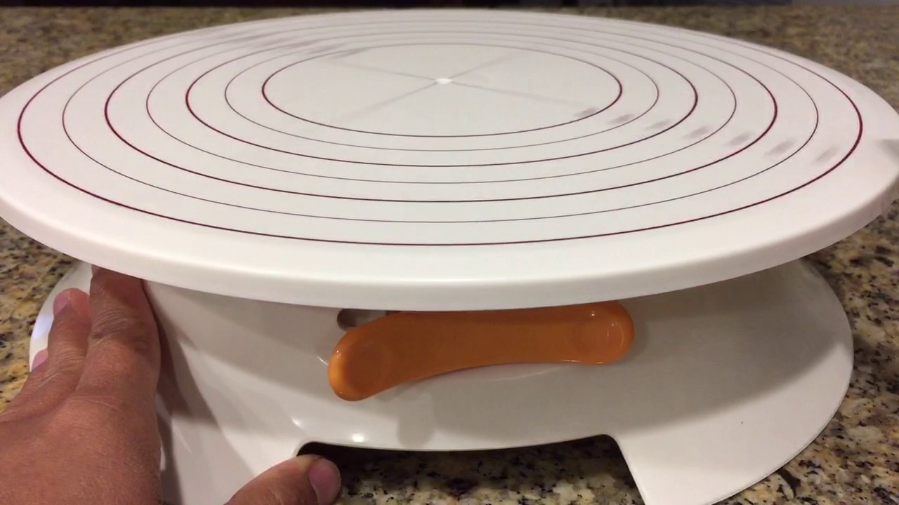 SveBake Cake Stand - Plastic Rotating Cake Decorating Turntable with Tick Mark
