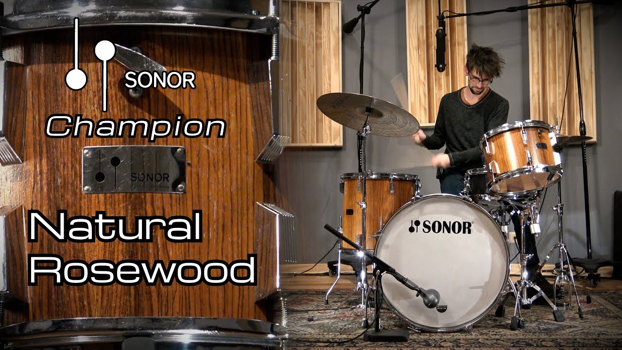 70s SONOR Champion Vintage Drum Kit - Natural Rosewood