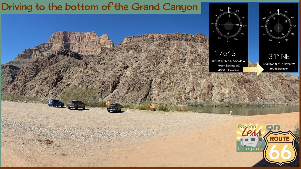 Driving to the bottom of the Grand Canyon from Route 66 to the Colorado River