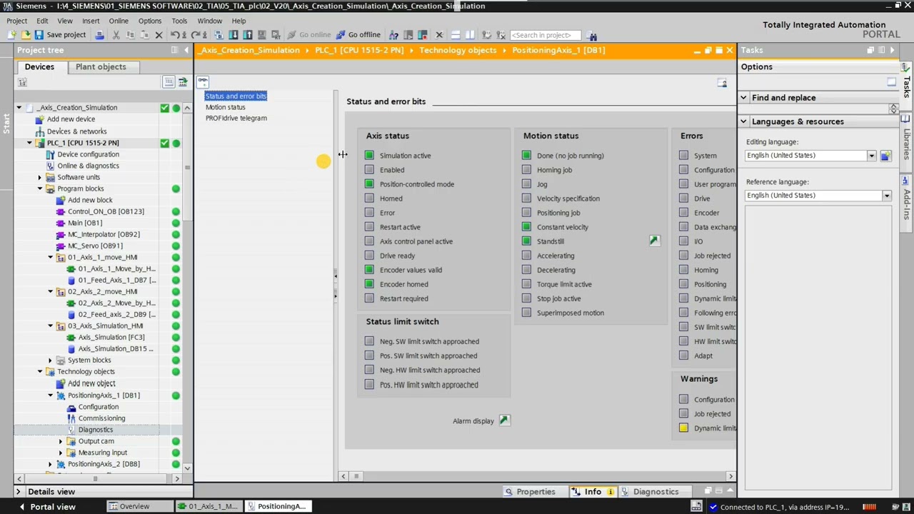 TIA PORTAL PLC Virtual Axis drive configuration and HMI development with simple example 