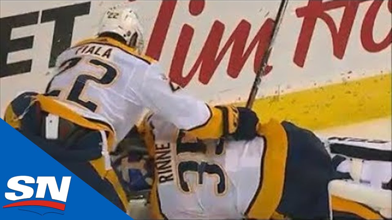 Pekka Rinne Exits The Game With Injury Shortly After Collision With Kevin Fiala