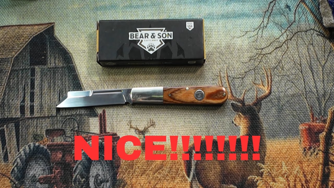 BEAR & SON 4 ДЮЙМА HERITAGE WALNHERE БОЛЬШОЙ BARLOW, ЛЕЗВИЕ ИЗ УГЛЕРОДИСТОЙ СТАЛИ С ОВЧЬИМИ НОЖКА...