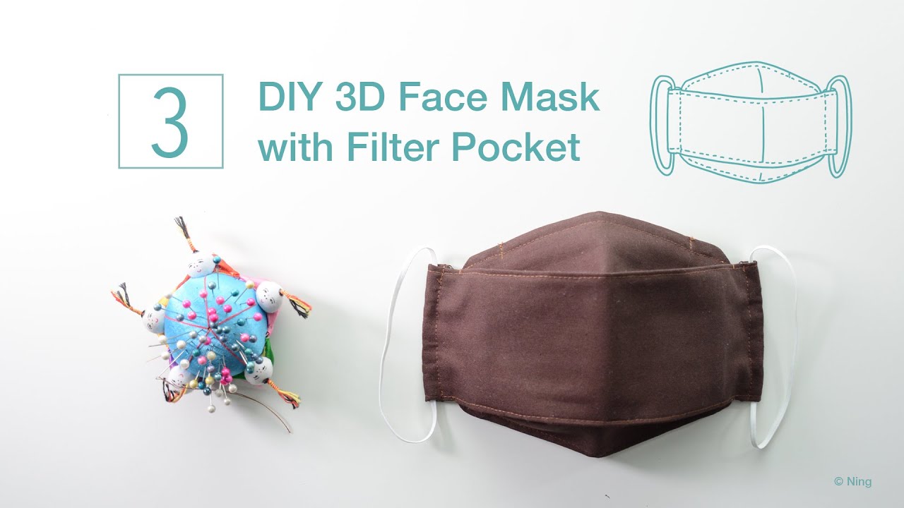 【14 Ways DIY Face Mask-3】DIY 簡單3D船型口罩 可換濾芯 重復使用 DIY Very Easy 3D Face Mask with Filter Pocket