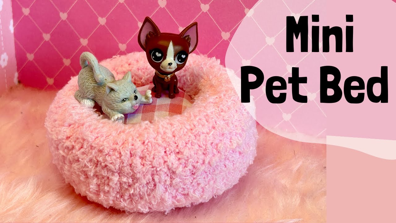 DIY miniature PET DOG/CAT BED for BARBIE/SINDY dolls house How to make EASY NO SEW Mini accessories