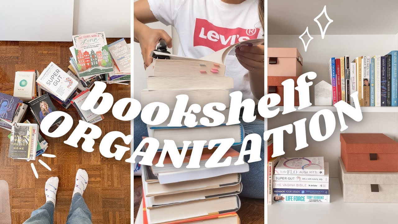 ORGANIZING MY BOOKSHELVES | book embosser & sorting my ENTIRE book collection