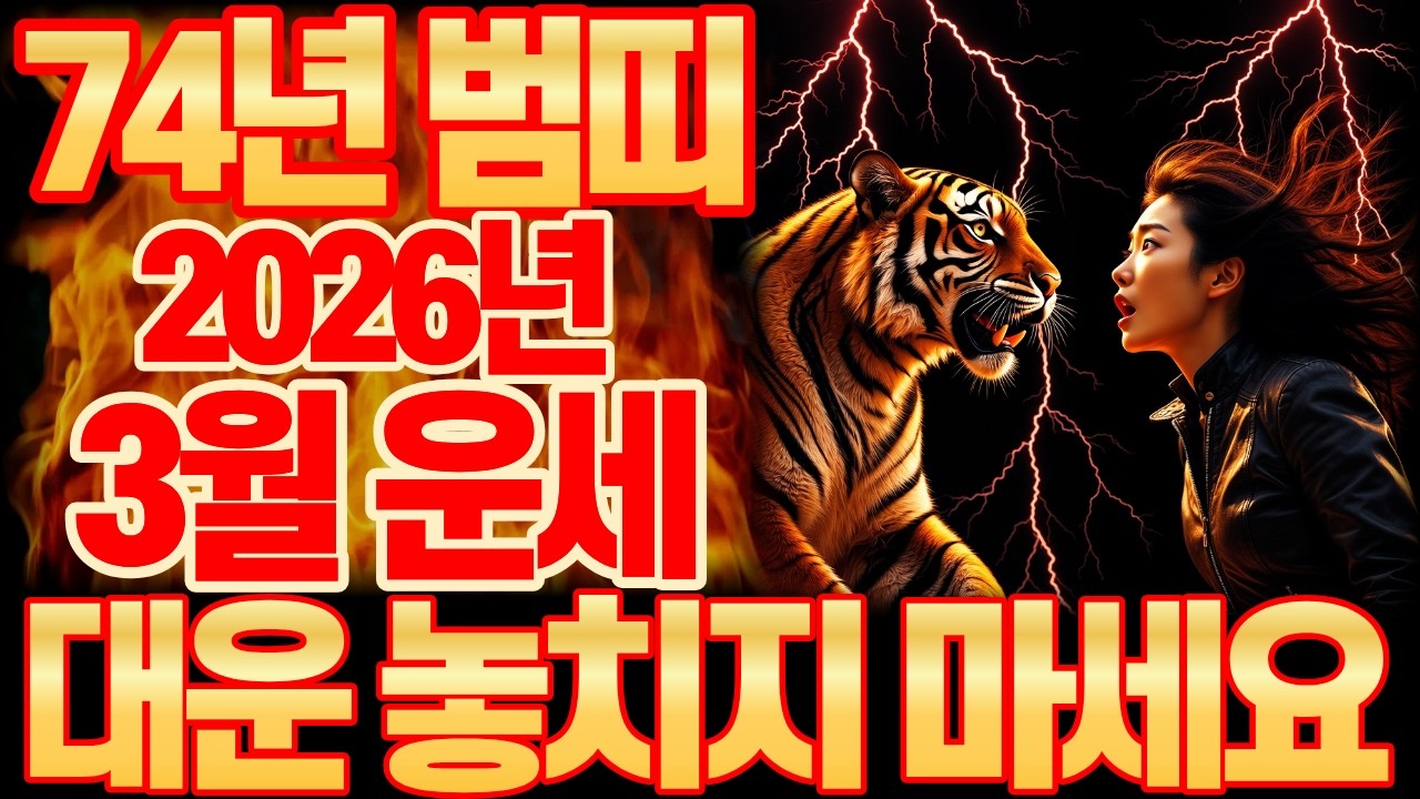 2026년 3월, 1974년 갑인생 호랑이띠, 대박 운세 총정리｜3월 행운 번호 공개