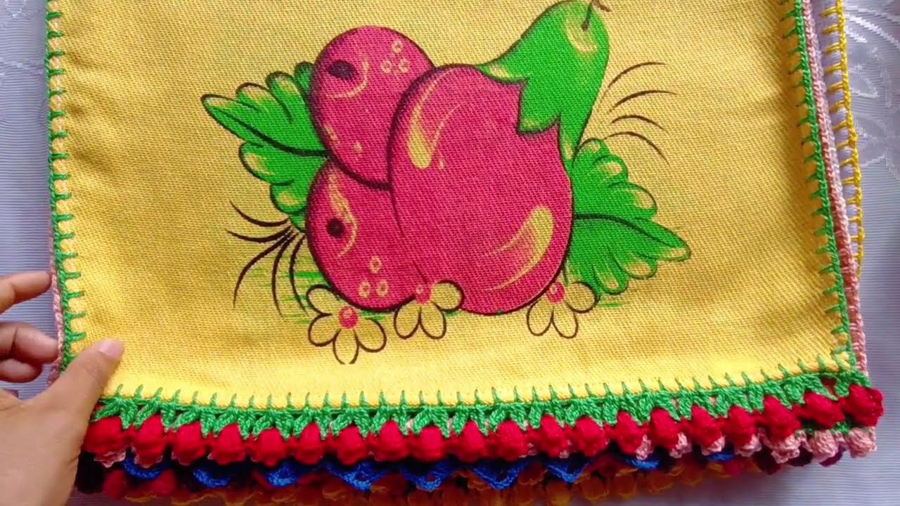 Panos de prato estampados com barrado #panosdeprato #barrados #crochê 