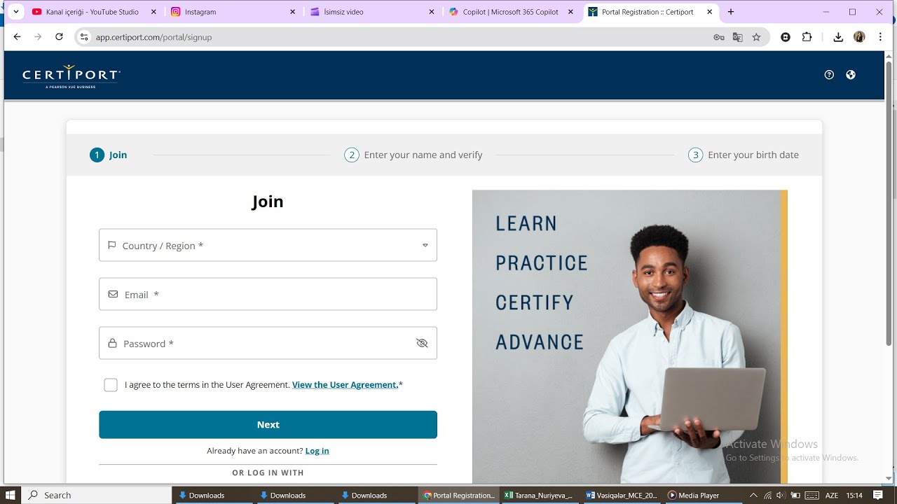 Certiport-dan qeydiyyatdan keçmə qaydası