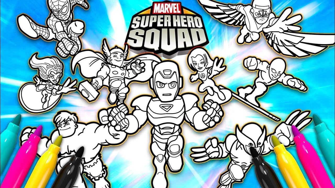 Super Hero Squad Team Up Coloring Page | Avengers Coloring for Kids