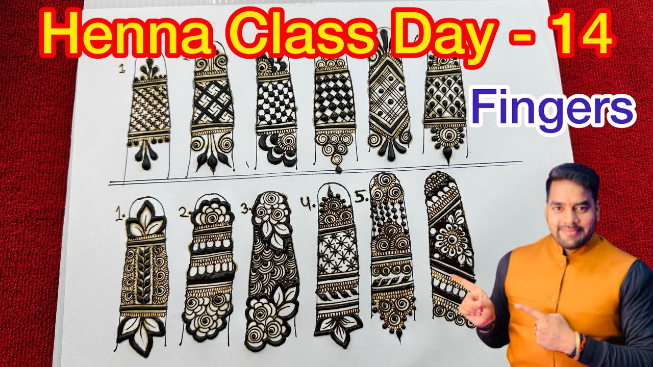 Henna Classes Day 14 । Bridal Mehndi Finger Design । Mehndi tutorial । Mehndi Design for beginners