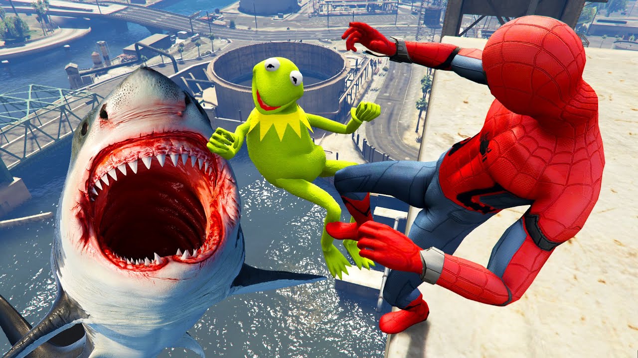 Spiderman VS Kermit the frog in GTA 5 Unstable Ragdolls (Euphoria physics) episode 6